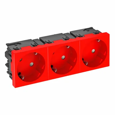 OBO BETTERMANN Steckdose 3-fach STD-D3SC SRO3 | Schutzkontakt | 33° gedreht | erhöhter Berührungsschutz | signalrot