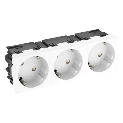 OBO Bettermann Steckdose 3-fach | Schutzkontakt | 33° | Connect 45 | 16A 250V | erhöhter Berührungsschutz | RAL9010