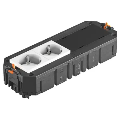 OBO Bettermann Universalträger UTC4 G W2 7404674 | 2-fach Steckdose | Modul 45 | 218x76x60 mm | weiß