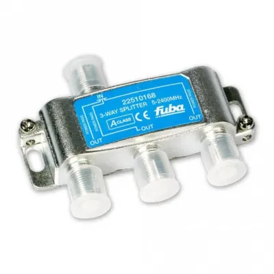 Fuba Verteiler OHV 301 | 3-fach SAT Splitter | 5-2400MHz | DC-Durchgang | F-Buchsen | massive Ausführung | horizontal