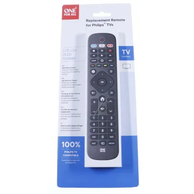 One For All Universalfernbedienung URC4913 Ersatzfernbedienung für Philips TV | vorprogrammiert | lernfähig | schwarz