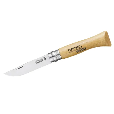 Opinel Taschenmesser No 06VRN Carbonstahl 7cm | Buchenholzgriff | Virobloc Sicherung | leicht & kompakt | unisex