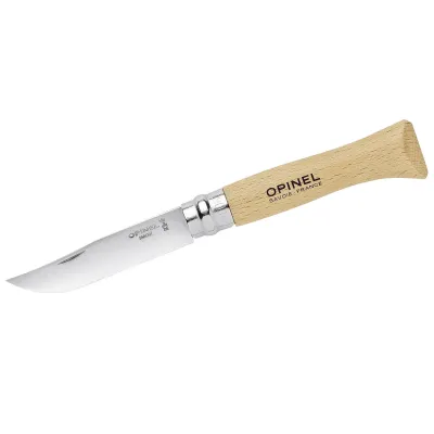 OPINEL Taschenmesser No 06 | Outdoor-Klappmesser | 7 cm Inox Klinge | Buchenholzgriff | Virobloc-Sicherung | Braun
