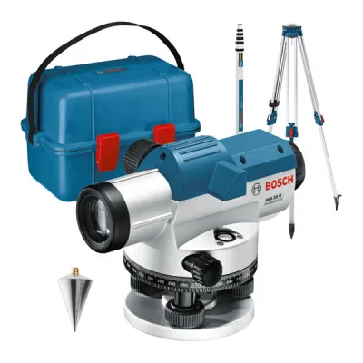 Bosch Professional Nivelliergerät GOL 32 G | 32-fach | 120 m | 1 mm/m | Stativ BT160 | Messlatte GR500 | IP54