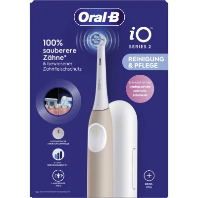 Oral-B Elektrische Zahnbürste iO Series 2 615143 | Magnet-Antrieb | 3 Putzmodi | Reiseetui | Timer | Calm Pink