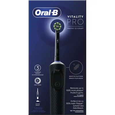 Oral-B Elektrische Zahnbürste Vitality Pro D103 | 3 Putzprogramme | Sensitiv-Modus | CrossAction | Schwarz