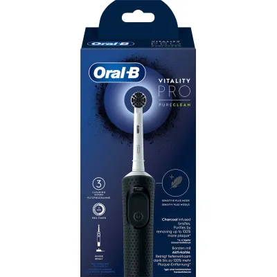 Oral-B Vitality Pro D103 Pure Clean Black, Elektrische Zahnbürste (schwarz/weiß,
