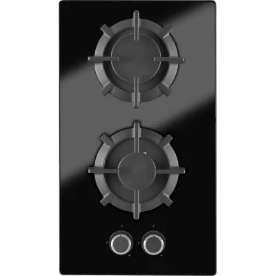 Oranier Gaskochfeld GKH335 Domino | 2-flammig | 33 cm | Einbau | Glaskeramik | Erdgas & Flüssiggas | Schwarz