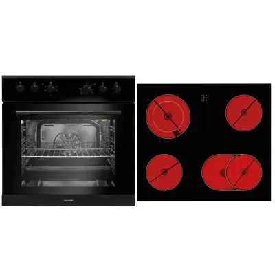 ORANIER Herdset EHS131 EBH130+KFH110 | Einbauherd 69l XL-Backraum | Glaskeramik-Kochfeld 4 Kochzonen | Energieklasse A