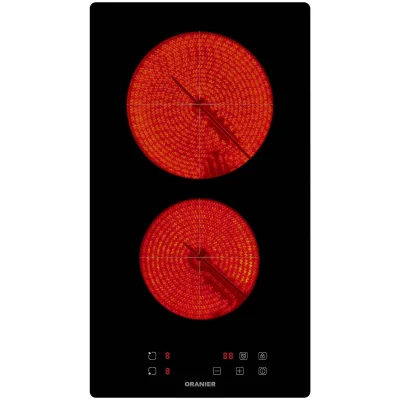 Oranier Kochfeld KFC131 | Glaskeramik Domino 30 cm | 2 Kochzonen | Touch-Control | 9 Leistungsstufen | Timer | Schwarz