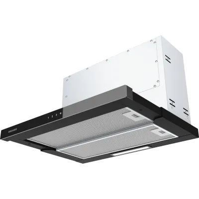 Oranier Schublüfter FLA660 | Flachschirm-Dunstabzugshaube 60 cm | Touch-Control | LED | Schwarzglas | Abluft/Umluft