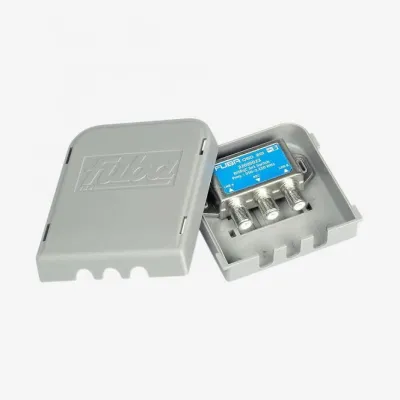 Fuba Satelliten-Umschalter OSD 201 | 22000023 | DiSEqC 2/1 Relais | 2 Eingänge | Wetterschutz | Innen/Außenmontage