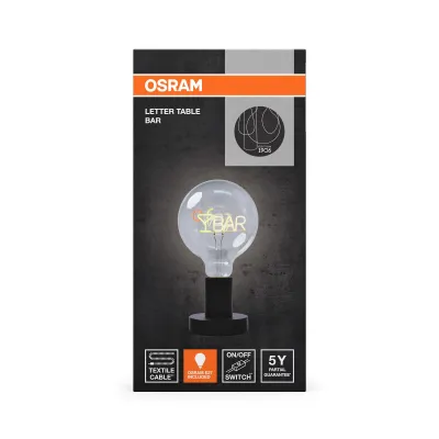 Osram Tischleuchte OSR 1906 Letter Table "Bar" 1.2W E27 | LED Neon | Metall & Glas | austauschbar | H 23,1 cm