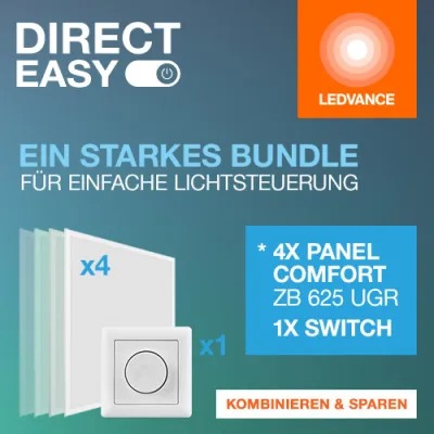 LEDVANCE LED-Panelset DIRECT EASY KIT 4XPL CMFT 625 1XMCU | 620x620mm | 4320lm 4000K | UGR19 | Zigbee | dimmbar | weiß