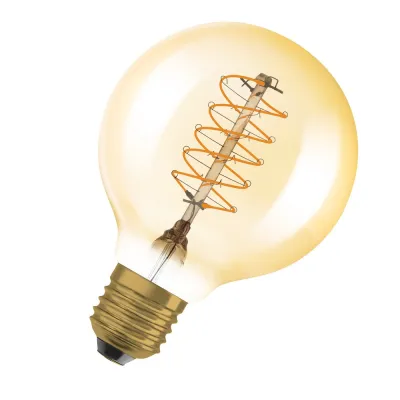 OSRAM LED Filament Globe 80 | 1906LGL80D 4,8W E27 | Vintage LED-Lampe dimmbar | 420lm | 2200K warmweiß | Glas gold | 8cm