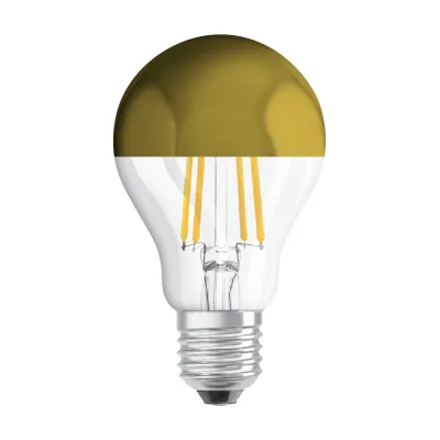 OSRAM LED-Lampe E27 LSCLA50MIRG7W827FE27 | LED Filament Birne 7W 650lm 2700K warmweiß | Kopfspeigel gold | klar Glas