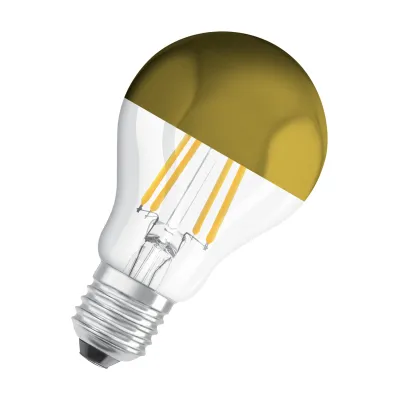 OSRAM LED-Lampe E27 LSCLA50MIRG7W827FE27 | LED Filament Birne 7W 650lm 2700K warmweiß | Kopfspeigel gold | klar Glas