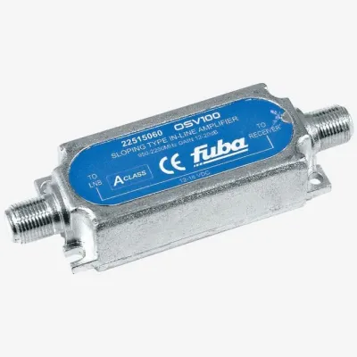 Fuba Signalverstärker OSV 100 | Inline Sat-Verstärker 950-2250MHz | 12-20dB Verstärkung | DC-Durchgang