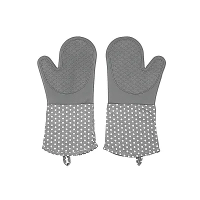 WENKO Topfhandschuhe Silikon 2102172100 | Hitzebeständig | Rutschfest | Baumwoll-Innenseite | Grau | 1 Paar