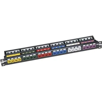 Panduit Patch-Panel CP24WSLGY | 24 Ports | 19 Zoll | Metall | MINI-COM kompatibel | geschirmt | grau RAL 7035