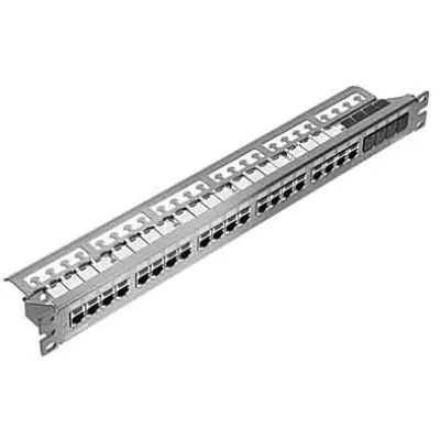 Panduit Patchpanel CP24WSK6TGLGY | 24 Port RJ45 Cat 6 | Metall | 19 Zoll 1HE | RAL 7035 Grau