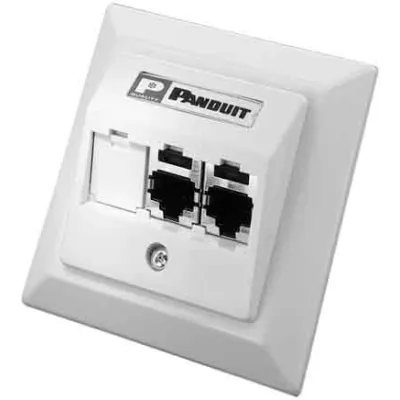 Panduit Netzwerkdose Cat6 RJ45 | Schrägzentralplatte 3-Port | Unterputz/Kanal | geschirmt | weiß RAL9010