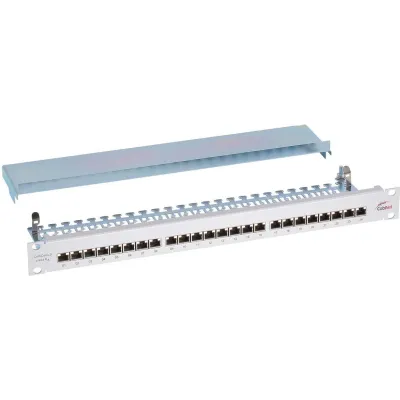 CobiNet RJ45 Patchpanel 6931 1410 | 24 Port | Cat6A geschirmt | 19 Zoll 1HE | IDC | 10 Gbit | RAL 7035 grau