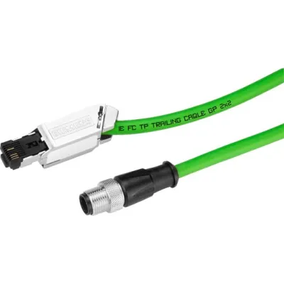 SIEMENS Patchkabel Cat5e 6XV1871-5TH20 | Industrial Ethernet 2m | M12 auf RJ45 | SF/FTP | Schleppkette | grün