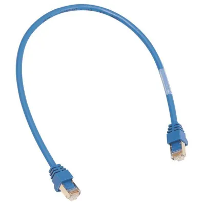 Hager Patchkabel ZZ45WAN040 Cat5e F/FTP | RJ45 Stecker WAN | 0,4m | geprüft bis 6kV | IP2X | Blau