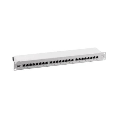 EFB Elektronik Patchpanel 37666.1M | 24 Port RJ45 Cat.6A LSA | 1HE 19 Zoll geschirmt | RAL7035 grau
