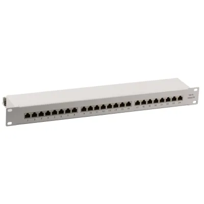 EFB Elektronik Patchpanel 37666.1M | 24 Port RJ45 Cat.6A LSA | 1HE 19 Zoll geschirmt | RAL7035 grau