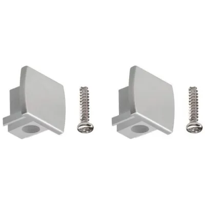 Paulmann Endkappe URail 95496 | Universal Endcap 2er-Pack | Schienensystem Zubehör | Chrom matt | 13x21mm Kunststoff