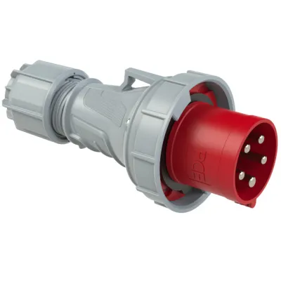 PCE CEE-Stecker 035-6 | 63A 5-polig | IP67 | PowerTwist | 400V 6h | Schraubklemmen | PA6 Kunststoff | rot
