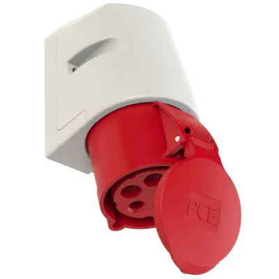 PC-Electric CEE-Wandsteckdose PCE1256 | 32A 5-polig 400V IP44 | Aufputz | Schraubklemmen | rot | Kunststoff