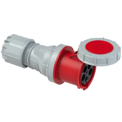 PCE CEE-Kupplung 245-6 | 125A 5-polig 6h | POWER TWIST | IP67 wasserdicht | Schraubklemme | gerade | Kunststoff | rot