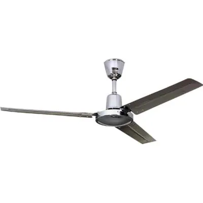 Dekon Design Deckenventilator BC 226 New Pacific | 120 cm | 3 Metallflügel | Chrom | Wanddrehzahlsteller | Industriestil