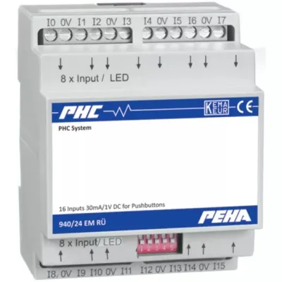Peha Eingangsmodul 940/24 EM RÜ | 24V DC | 16 Eingänge | PHC Bussystem | DIN-Tragschiene | Multicolor