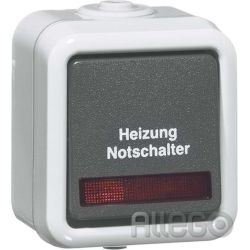 Peha Heizung-Notschalter gr 10A 250V Kontrolll. D 626 WAB HN