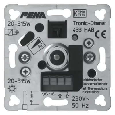 PEHA by Honeywell Tronic-Dimmer D 433 HAB O.A. | Phasenabschnittdimmer 20–315W | UP | Druck/Drehknopf | Aluminium | IP20
