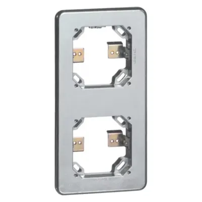 PEHA Rahmen 2-fach D 382.69 AGU WU | Abdeckrahmen Unterputz | Aluminium-Guss Metall | horizontal | glänzend | alu