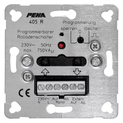 PEHA Rollladenschalter Unterputz | programmierbar | Zeitschaltuhr | 230V | Memory | Windsensor | IP20 | Kunststoff