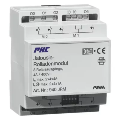Peha Jalousiemodul D 940 JRM | Rollladenaktor 8 Relaisausgänge 4A | PHC Bussystem | REG 4TE | 230V | DIN-Tragschiene