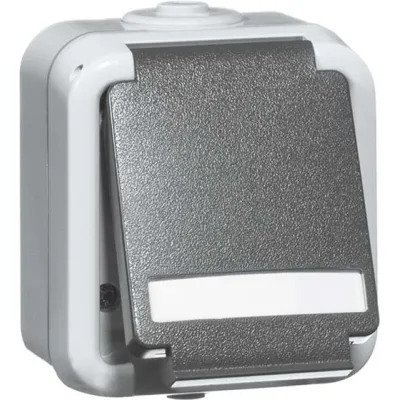 PEHA SCHUKO-Steckdose D 6620 WAB NA | Aufputz | IP54 | Steckklemmen 2-polig | Beschriftungsfeld | Kunststoff | grau