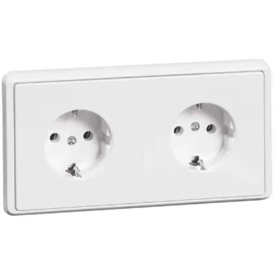 PEHA SCHUKO Doppelsteckdose D 95.6512/3.02 NA | Unterputz | 2-fach | Steckklemmen | Kunststoff | reinweiß | IP20