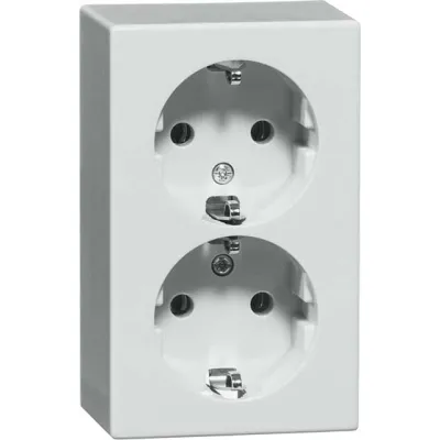 Peha Doppel-Steckdose SCHUKO D 6652 / 00497111 | Aufputz | 2-fach | 16A 250V | Schraubklemmen | IP20 | Duroplast | weiß