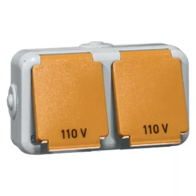 Peha Steckdose D 6682/20 US WAB | US-Steckdose NEMA 5-20R | 2-fach | 125V 20A | Aufputz | IP44 | Kunststoff grau