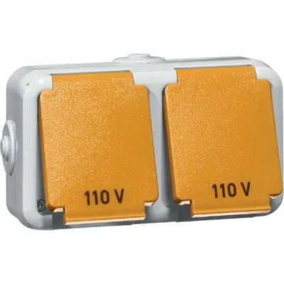 Peha Steckdose D 6682/20 US WAB | US-Steckdose NEMA 5-20R | 2-fach | 125V 20A | Aufputz | IP44 | Kunststoff grau