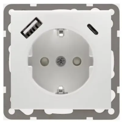 PEHA Steckdose mit USB Ladegerät D 6511.02 SI | SCHUKO Unterputz 2-polig | USB Typ A+C QC3.0 | 3,4A 16A 250V | Weiß