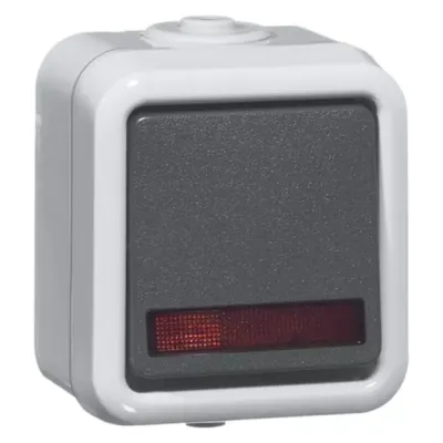PEHA Wippschalter D 626 WAB GLK | Wechselschalter mit Kontrolllicht | IP54 | Aufputz | 10A 250V | Grau
