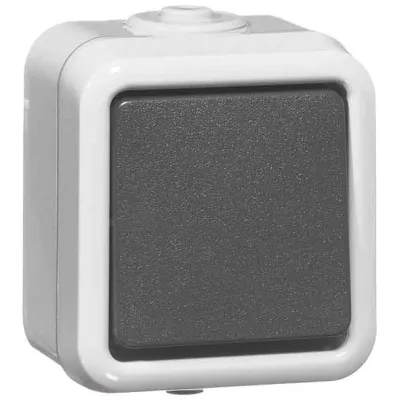 PEHA Serienschalter D 625 WAB | Wippschalter Aufputz IP54 | 2-fach | Steckklemme | bruchfest | grau